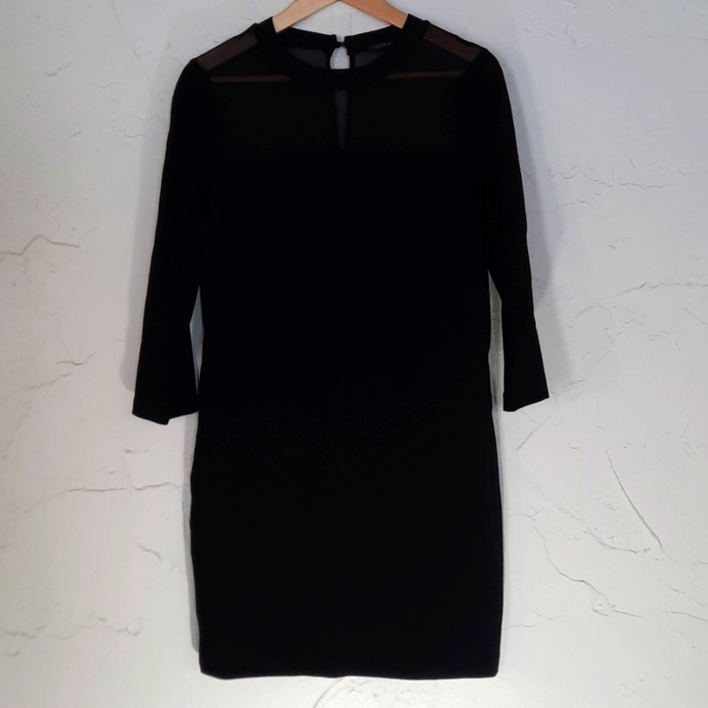 DYNAMITE Little Black Dress sz Sm with Sheer Neck/Shoulders